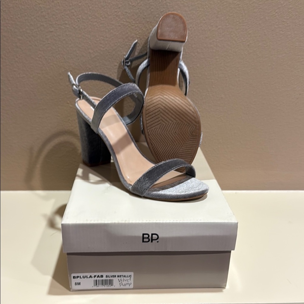 BP Women's Shimmering Silver Heeled Sandals $12 w/$25 purchase